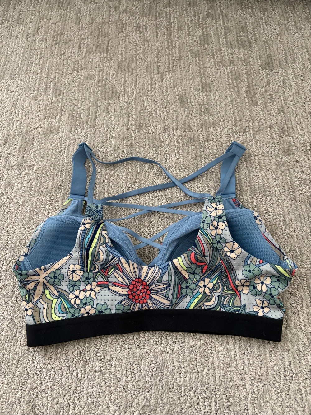 Victoria's Secret Blue Floral Crisscross Bikini Top - Picture 3 of 3